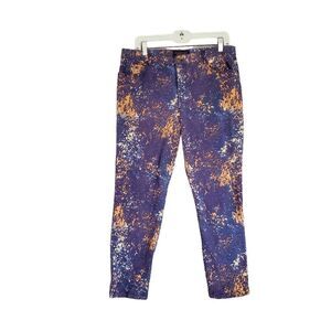 PERUVIAN CONNECTION WOMEN'S COTTON BLEND PAINT SPLATTER PRINT STRETCH PANTS 10